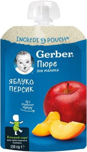  GERBER Пауч Ябълки и Праскови 12+ мес. 150 г. код 7205