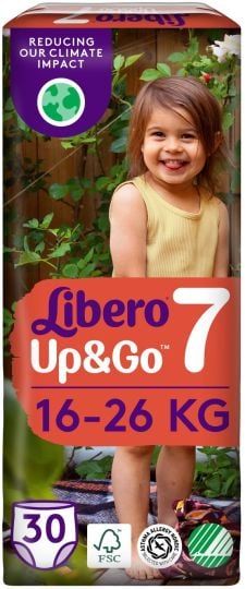   Libero Up&Go -Еднократни пелени-гащички, Размер 7(16-26 кг.), 32 бр./пак.