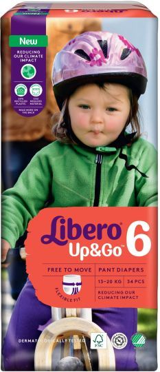 Libero Up&Go -Еднократни пелени-гащички, Размер 6 (13-20 кг.), 18 бр./пак..