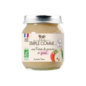 SIMPLE COMME Био бебешко плодово пюре - Ябълка и Круша (4+ месеца) - 125г. 