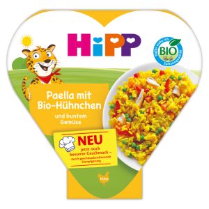 HIPP БИО БЕБЕШКО ПЮРЕ-МЕНЮ   Паеля с пиле и зеленчуци  250 гр.  в купичка код 8661