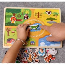 ВЕГА ТОЙС Бебешка  играчка Дървен магнитен пъзел Животни  код 201685169