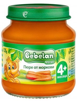 BEBELAN PUREE  БИО бебешко еднокомпонентно пюре от Моркови 4+ мес. 125 г. 5951