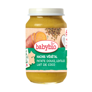 BABYBIO Био бебешко пюре Вегетарианска каша със сладък картоф, леща, кокосово мляко (6+ месеца) - 200г 