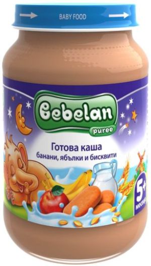 BEBELAN  Млечна  каша банани, ябълки и бисквити 5М+ 190 гр.7006