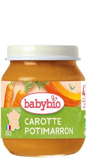 BABYBIO Био зеленчуково пюре с Морков и тиква 130 г, 