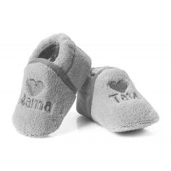 ATTRACTIVE BABY Меки бебешки буйки -пантофки МАМА/ТАТЕ  СИВ Модел:BFU008