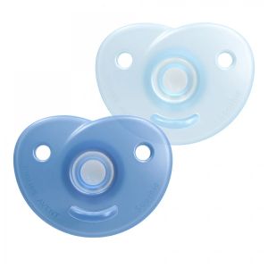 Philips Avent Soothie  – к-кт 2 бр. ортодонтски силиконови залъгалки за новородени (0+ м), сини, в кутия за стерилизиране 0670.001