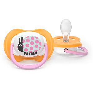 AVENT Ultra Air Happy залъгалки ортодонтски, силикон,6-18м, с дизайн калинка/цвете, в кутия за стерилизиране 0640.001