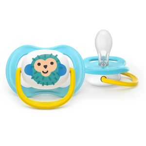 AVENT Ultra Air Happy залъгалки ортодонтски, силикон,6-18м, с дизайн банан/маймунка, в кутия за стерилизиране 0639.001