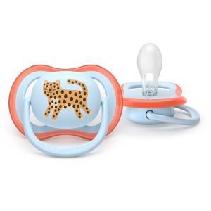 AVENT Ultra Air Happy залъгалки ортодонтски, силикон 0-6м, с дизайн тигър/листо, в кутия за стерилизиране 0642.001
