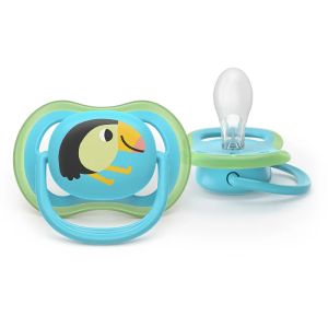 AVENT Ultra Air Happy залъгалки ортодонтски 6-18м, с дизайн тигър/тукан, в кутия за стерилизиране 0648.001