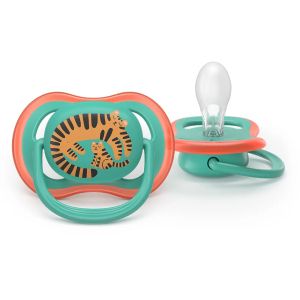 AVENT Ultra Air Happy залъгалки ортодонтски 6-18м, с дизайн тигър/тукан, в кутия за стерилизиране 0648.001