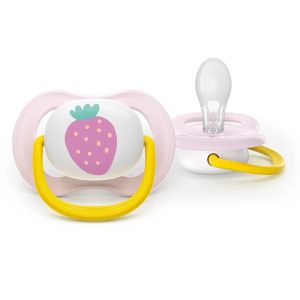 AVENT Ultra Air Happy   залъгалки ортодонтски 0-6м, с дизайн папагал/ягода  в кутия за стерилизиране 0638.001