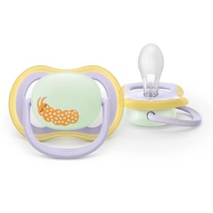AVENT Ultra Air NightTime,ортодонтски силиконови залъгалки 0-6 м., с дизайн пеперуда/гъсеница, в кутия за стерилизиране 0657.001