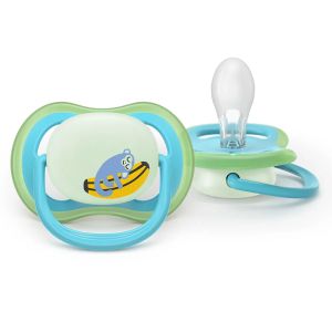 Philips AVENT ортодонтски светещи  силиконови залъгалки Ultra Air , 6-18м, с картинки, в кутия за стерилизиране 0659.001