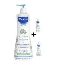 MUSTELA Нежен Измиващ гел за коса и тяло 750 мл. бонус 150 мл. 5471