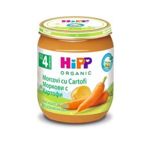 HIPP БИО Бебешко  пюре ранни моркови с картофи 4м+, 125 г.  4000