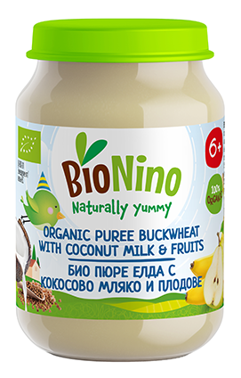 BIO NINO БИО бебешко пюре  десерт елда с плодове и кокосово мляко 190гр.