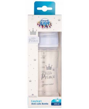CANPOL Шише с широко гърло 240 мл. АНТИКОЛИК EASY START ROYAL BABY СИНЬО 35/234-2C
