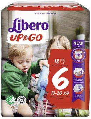 Libero Up&Go -Еднократни пелени-гащички, Размер 6 (13-20 кг.), 18 бр./пак..