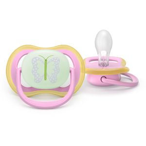 Philips AVENT ортодонтски светещи силиконови залъгалки Ultra Air , 6-18м, с картинки, в кутия за стерилизиране 0660.001