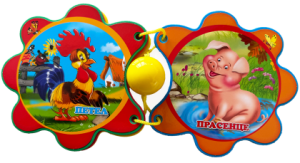 Книжка "Кой живее на двора "- мека книжка с дрънкалка