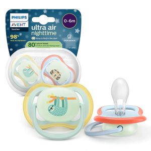 PHILIPS AVENT Силиконови залъгалки 2 бр. 0-6 м. ULTRA AIR NIGHT ЛЕНИВЕЦ/ТИГЪР 0656.001