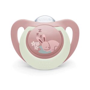 NUK FC Залъгалка силикон + кутийка 0-6 м 2 бр. NIGHT ЗАЕК/ОВЦА  175.387