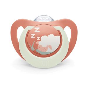 NUK FC Залъгалка силикон + кутийка 0-6 м 2 бр. NIGHT ЗАЕК/ОВЦА  175.387