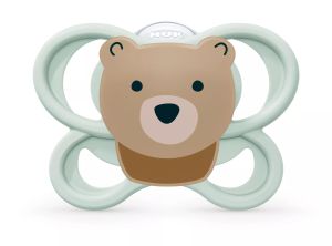 NUK Perfect Match биберон залъгалка, силикон, 0-2 мес., 2 бр., AIR, Лисица/Мече 174.005