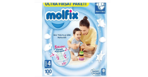 Molfix Jumbo Pack – Еднократни пелени, Размер 4 (7-14 кг) ,100 бр./пак.