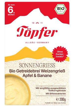 Topfer Bio Безмлечна каша Слънчев грис 6м+ 200г