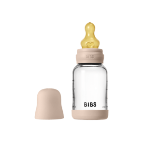 BIBS Бебешка Стъклена Бутилка  Blush 120мл Каучук Бавен Поток 5019244