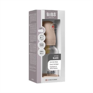 BIBS Бебешка Стъклена Бутилка  Blush 120мл Каучук Бавен Поток 5019244