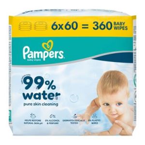 PAMPERS  Aqua Water Бебешки мокри кърпи 6x60 броя