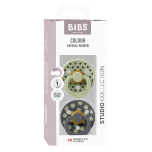 BIBS COLOUR Polka Sage/Iron, 2 бр. Биберони 0-6 месеца  11034105