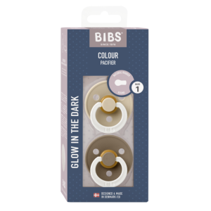 BIBS Биберони  COLOUR Vanilla GLOW/Dark Oak GLOW 2 бр. 6-18 месеца