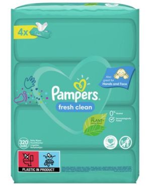 PAMPERS  Мокри кърпички  ,Fresh Clean - 4 х 80 бр. 320бр.