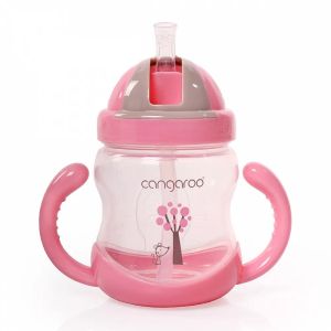 Cangaroo Чаша с пластмасова сламка 280ml C0582 розова