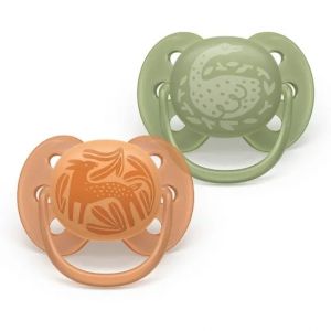   Philips Avent Ортодонт. залъгалки Ultra Soft + стерилизаторна кутия (18+ м.) сърна/гъска оранж/зелен 2 бр.