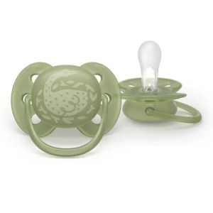   Philips Avent Ортодонт. залъгалки Ultra Soft + стерилизаторна кутия (18+ м.) сърна/гъска оранж/зелен 2 бр.