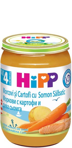 HIPP Сьомга с ранни моркови и картофи 4+ мес. 190 г