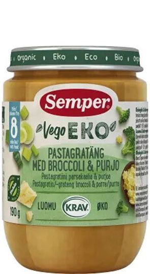 SEMPER VEGO & EKO Паста с Броколи и Праз 8+ мес 190 г