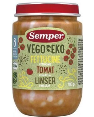 SEMPER VEGO & EKO Фетучини с Домати и Леща 8+ мес 190 г