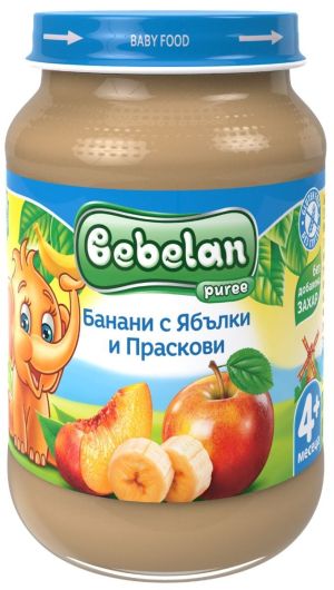 BEBELAN PUREE Банани, Ябълки и Праскови 4+ мес. 190 г