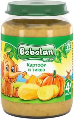 BEBELAN PUREE Зеленчуково пюре от Картофи и Тиква 4+ м. 190г