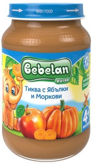 BEBELAN PUREE Тиква, Ябълки и Моркови  4+ м. 190г