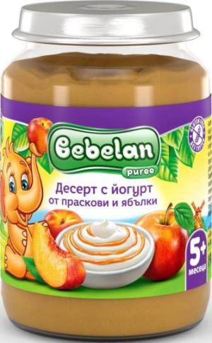 BEBELAN PUREE Десерт с Йогурт праскови и ябълки 5+ мес. 190г