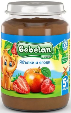 BEBELAN PUREE Ябълки и ягоди  5+м. 190 г